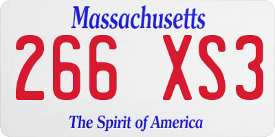 MA license plate 266XS3