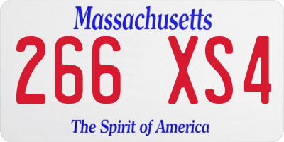 MA license plate 266XS4