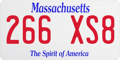 MA license plate 266XS8