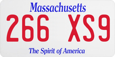 MA license plate 266XS9