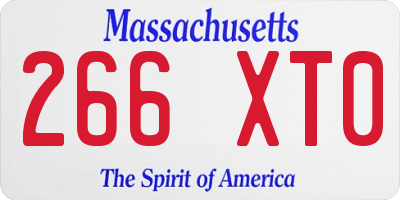 MA license plate 266XT0