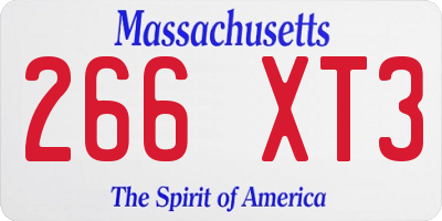 MA license plate 266XT3