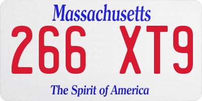 MA license plate 266XT9
