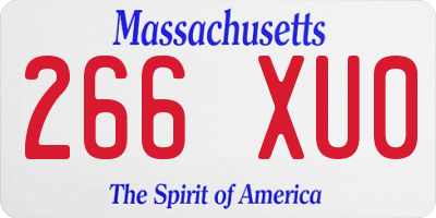 MA license plate 266XU0
