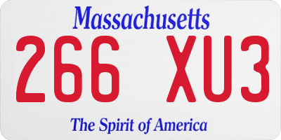 MA license plate 266XU3
