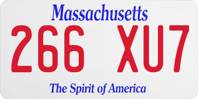 MA license plate 266XU7
