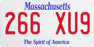 MA license plate 266XU9
