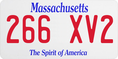 MA license plate 266XV2