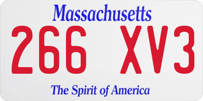MA license plate 266XV3