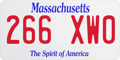 MA license plate 266XW0