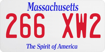 MA license plate 266XW2