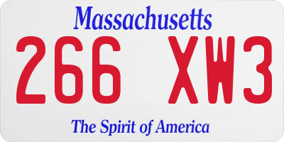 MA license plate 266XW3