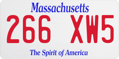 MA license plate 266XW5