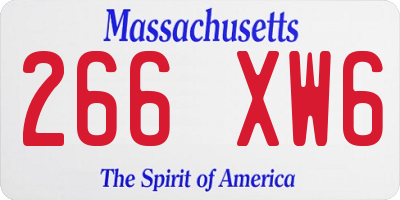 MA license plate 266XW6