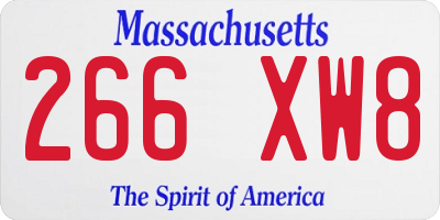 MA license plate 266XW8