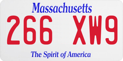 MA license plate 266XW9