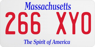 MA license plate 266XY0