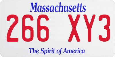 MA license plate 266XY3