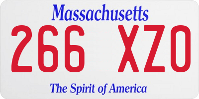 MA license plate 266XZ0