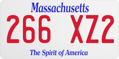 MA license plate 266XZ2