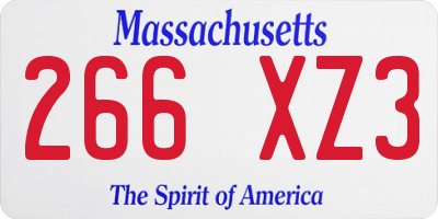 MA license plate 266XZ3