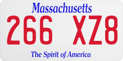 MA license plate 266XZ8