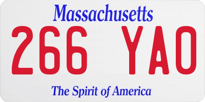MA license plate 266YA0