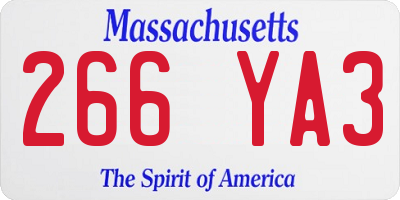 MA license plate 266YA3