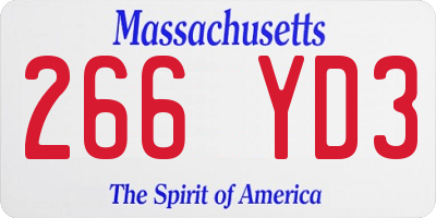 MA license plate 266YD3