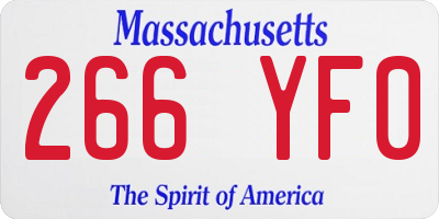 MA license plate 266YF0