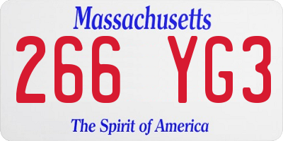 MA license plate 266YG3