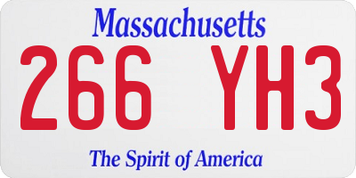 MA license plate 266YH3