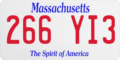 MA license plate 266YI3