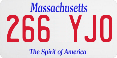 MA license plate 266YJ0