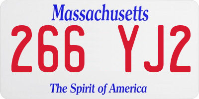 MA license plate 266YJ2
