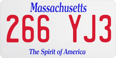 MA license plate 266YJ3