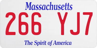 MA license plate 266YJ7