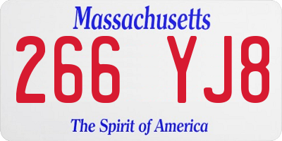MA license plate 266YJ8