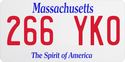 MA license plate 266YK0