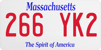 MA license plate 266YK2