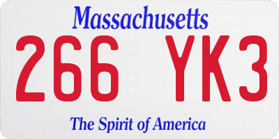 MA license plate 266YK3