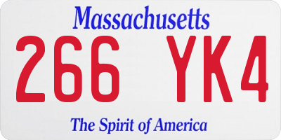 MA license plate 266YK4