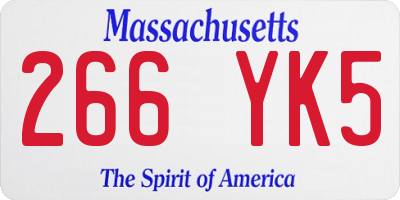MA license plate 266YK5