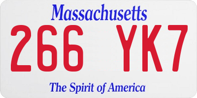 MA license plate 266YK7
