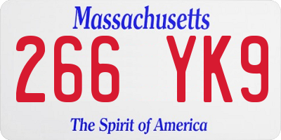 MA license plate 266YK9