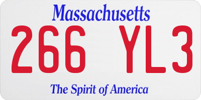 MA license plate 266YL3
