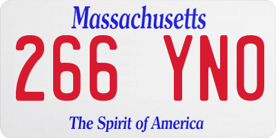 MA license plate 266YN0