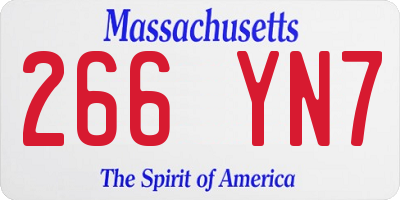 MA license plate 266YN7