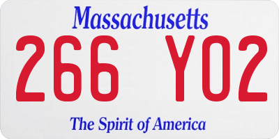 MA license plate 266YO2