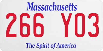 MA license plate 266YO3